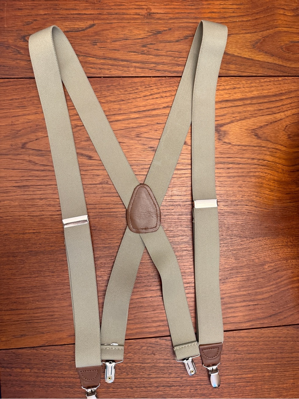 Tan Elastic Suspenders with Diamond Accent - Picture 2 of 2